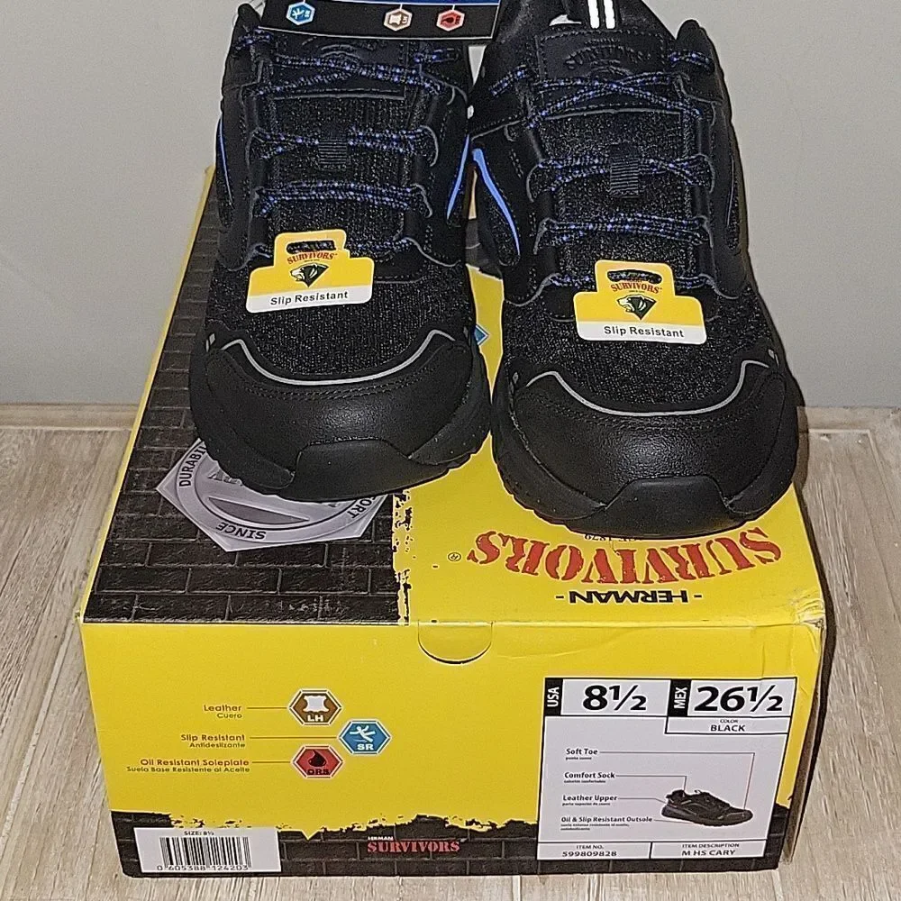 Herman Survivors Cary Soft Toe Work Shoes 8.5 Mens Slip Resistant